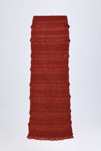 Chic Ruffled Mid-Rise Maxi Skirt in Burnt Red