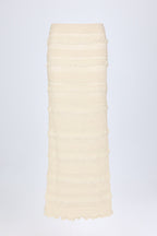Chic Ruffled Mid-Rise Maxi Skirt in Ivory