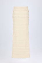 Chic Ruffled Mid-Rise Maxi Skirt in Ivory