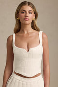 Chic Lace-Up Corset Top in Ivory