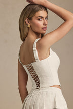 Chic Lace-Up Corset Top in Ivory