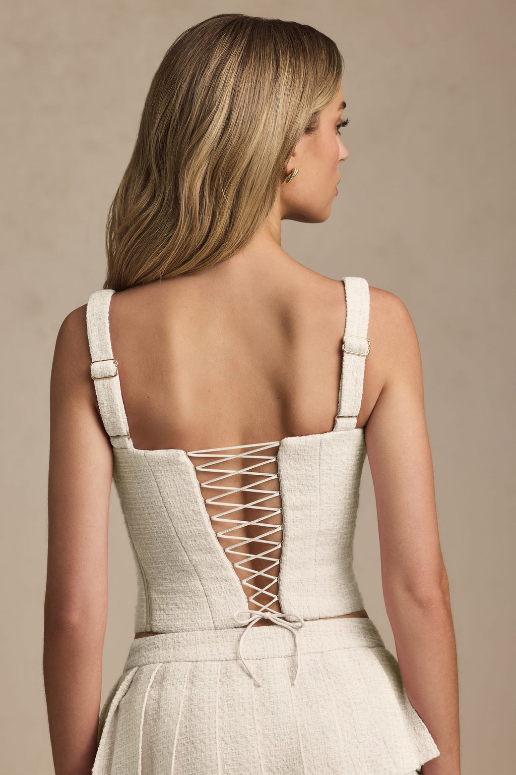 Chic Lace-Up Corset Top in Ivory