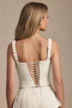 Chic Lace-Up Corset Top in Ivory