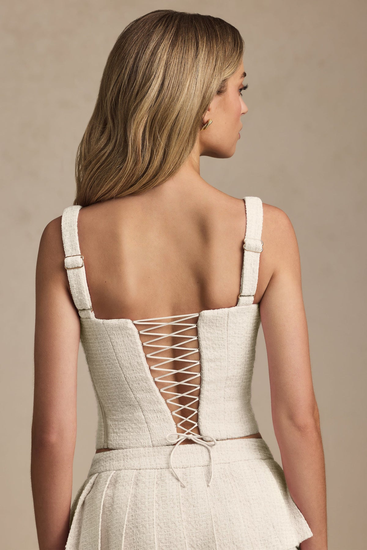 Chic Lace-Up Corset Top in Ivory