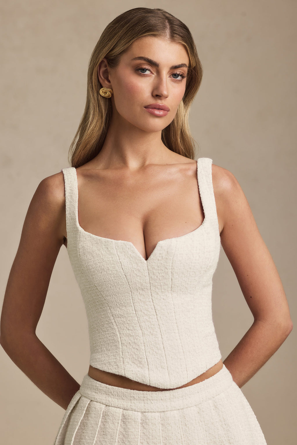 Chic Lace-Up Corset Top in Ivory