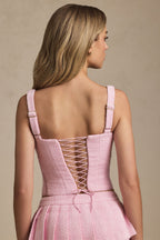 Chic Lace-Up Corset Top in Soft Pink