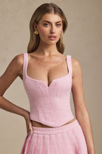 Chic Lace-Up Corset Top in Soft Pink