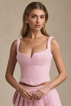 Chic Lace-Up Corset Top in Soft Pink