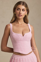 Chic Lace-Up Corset Top in Soft Pink