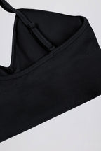 Chic Define Luxe V-Neck Sports Bra in Black