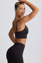 Chic Define Luxe V-Neck Sports Bra in Black