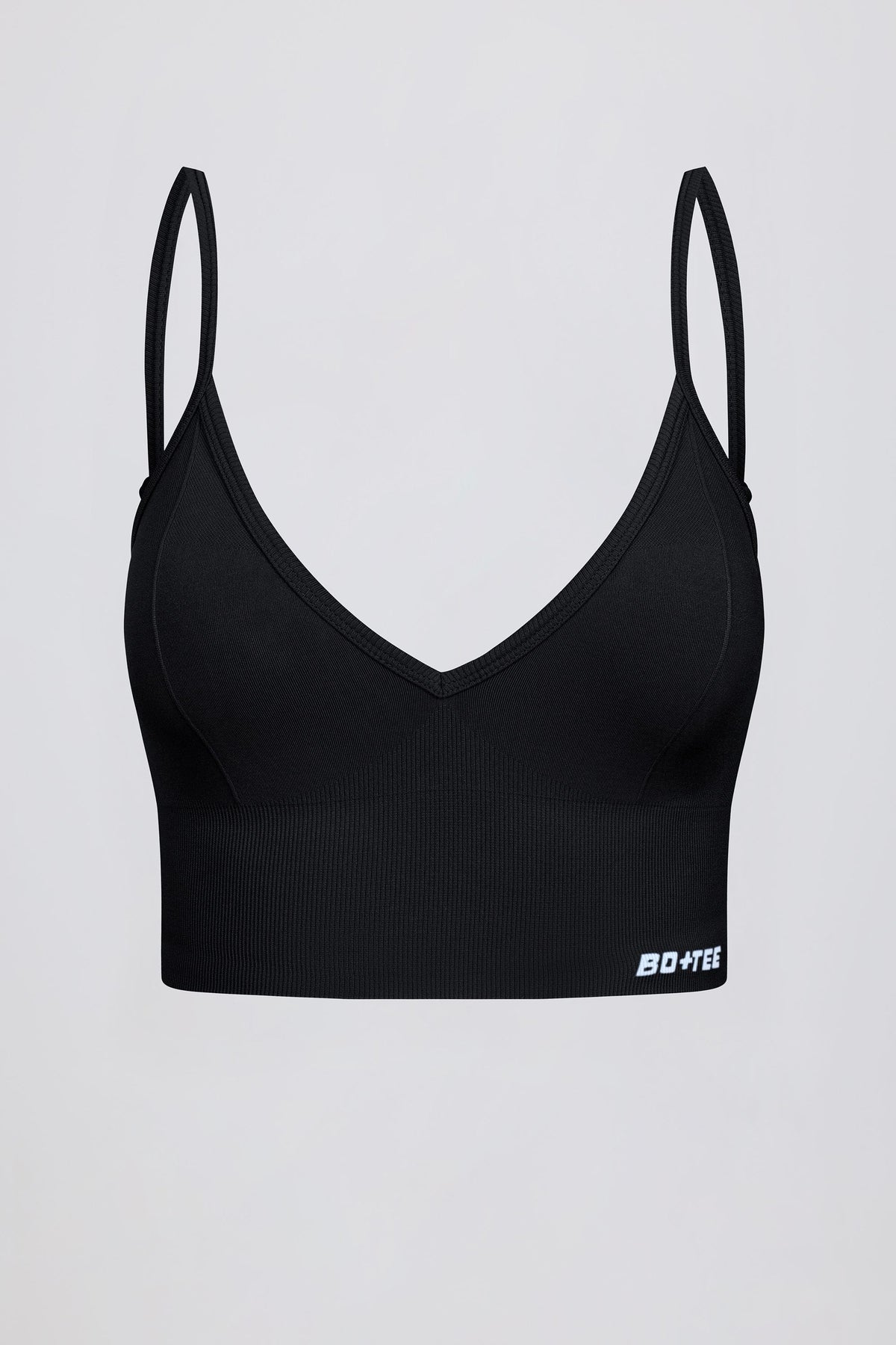 Chic Define Luxe V-Neck Sports Bra in Black