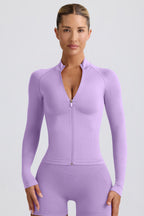 Chic Define Luxe Zip-Up Jacket in Lilac