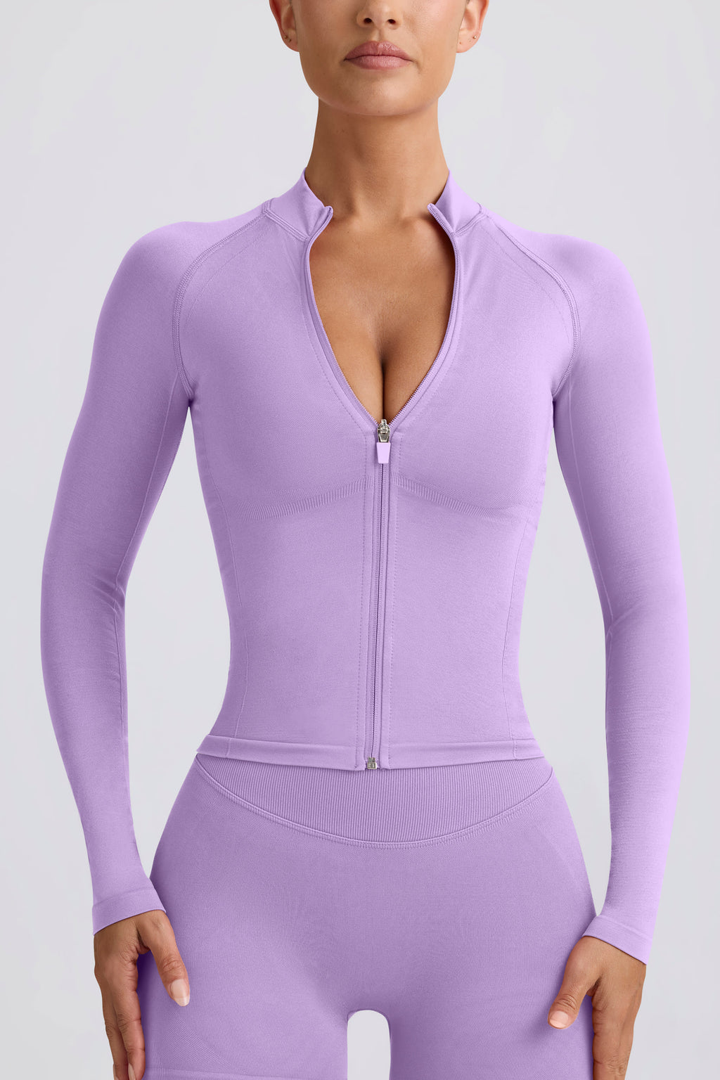 Chic Define Luxe Zip-Up Jacket in Lilac