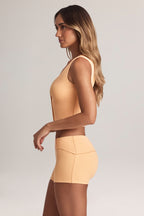 Chic Modal Foldover Mid-Rise Shorts in Peach