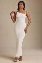 Chic Textured Jersey Backless Maxi Dress in Ivory