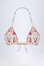 Chic Micro Triangle Bikini Top in Red Floral