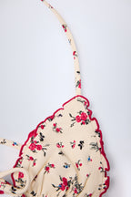 Chic Micro Triangle Bikini Top in Red Floral