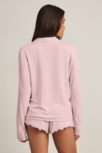 Chic Modal Long-Sleeve Pyjama Top in Baby Pink