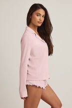 Chic Modal Long-Sleeve Pyjama Top in Baby Pink