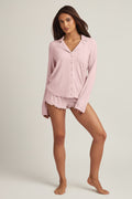 Chic Modal Long-Sleeve Pyjama Top in Baby Pink