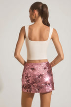 Chic Sequin-Embellished Mini Skirt in Pink