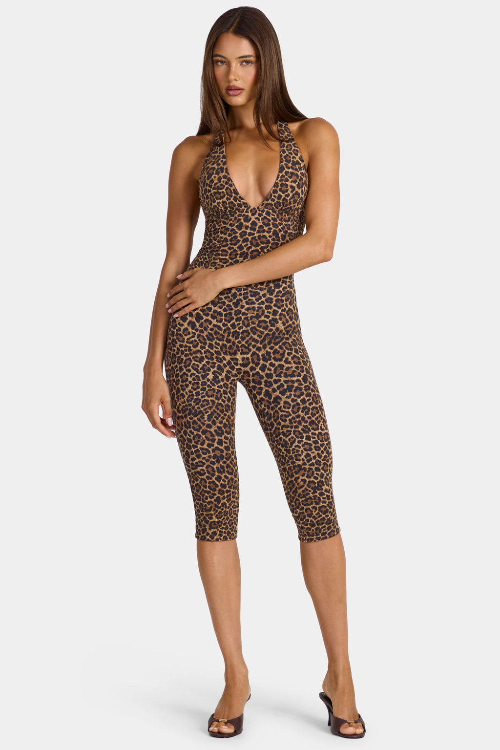 Chic Modal Capri Jumpsuit in Leopard