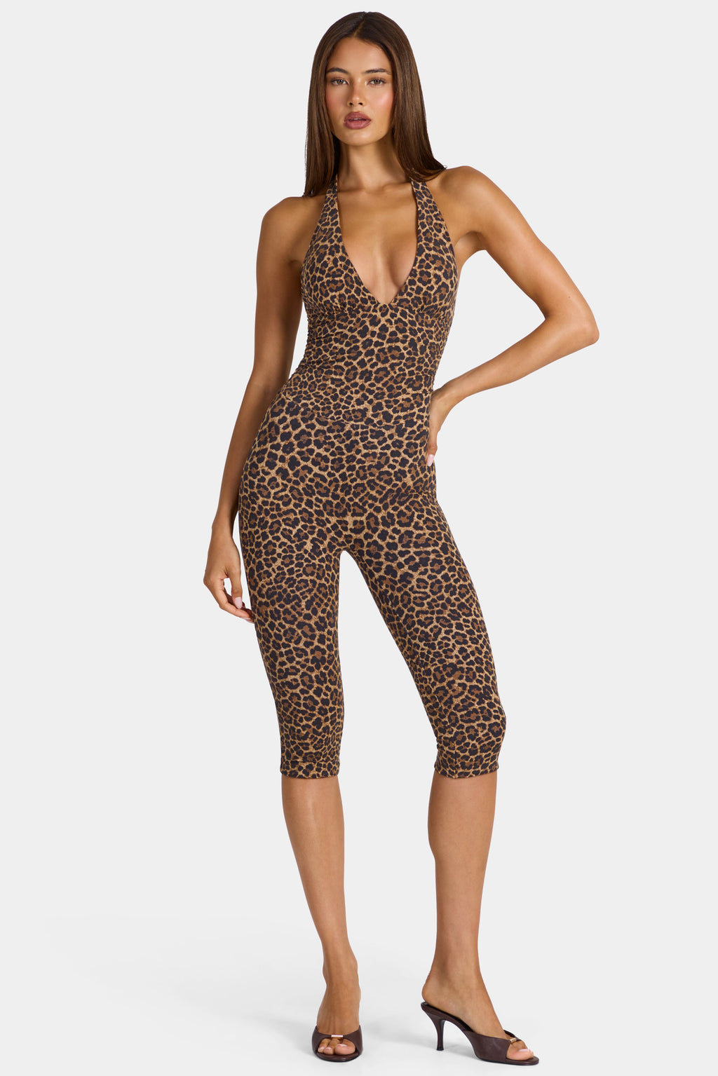 Chic Modal Capri Jumpsuit in Leopard