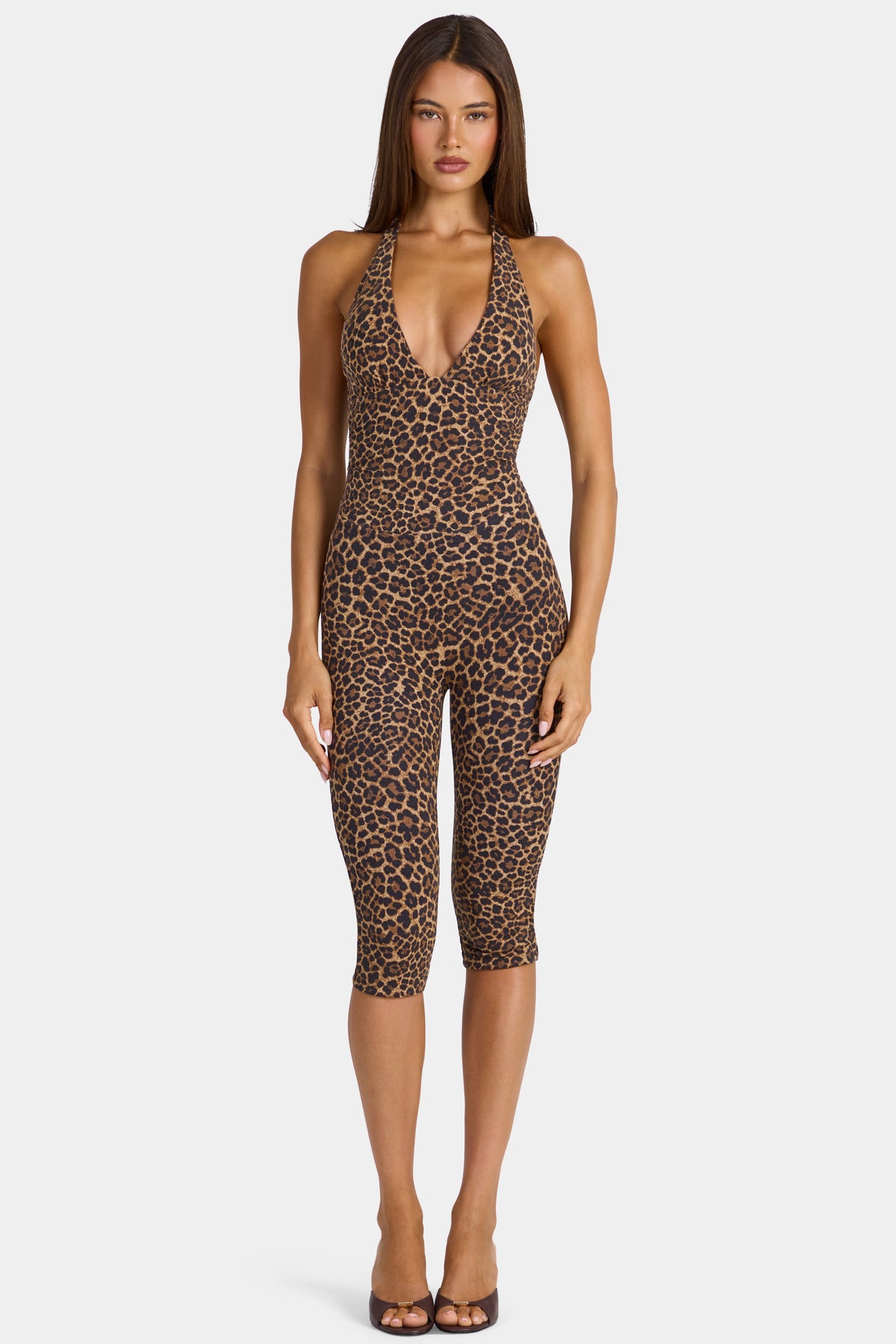 Chic Modal Capri Jumpsuit in Leopard