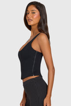 Chic Ponte Corset Top in Black