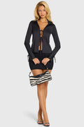 Chic Satin Long-Sleeve Shirt in Black