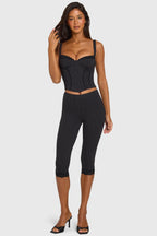Chic Ponte Capri Leggings in Black Pinstripe