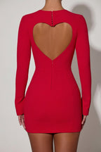 Chic Cut-Out Heart-Detail Bodycon Mini Dress in Red