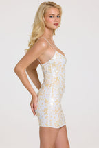 Chic Embellished Mini Dress in Pearl