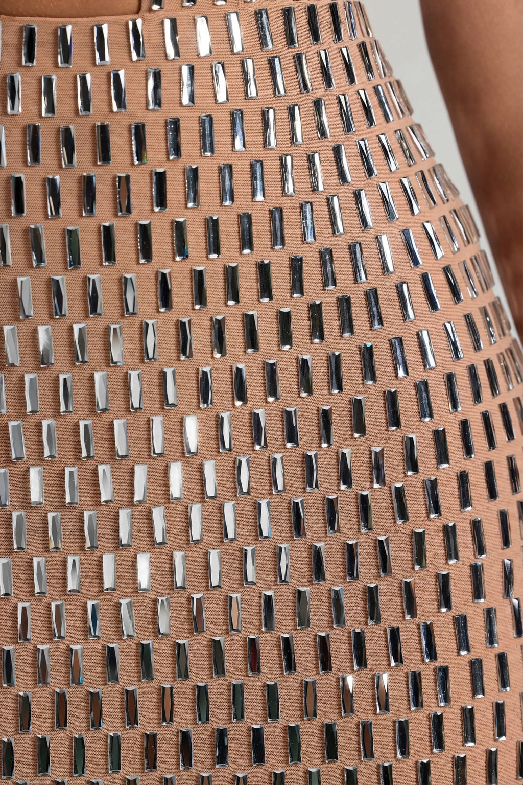 Chic Embellished Cut-Out Mini Dress in Honey