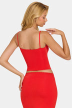 Chic Modal Lace-Trim Top in Cherry