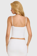 Chic Modal Lace-Trim Top in Coconut