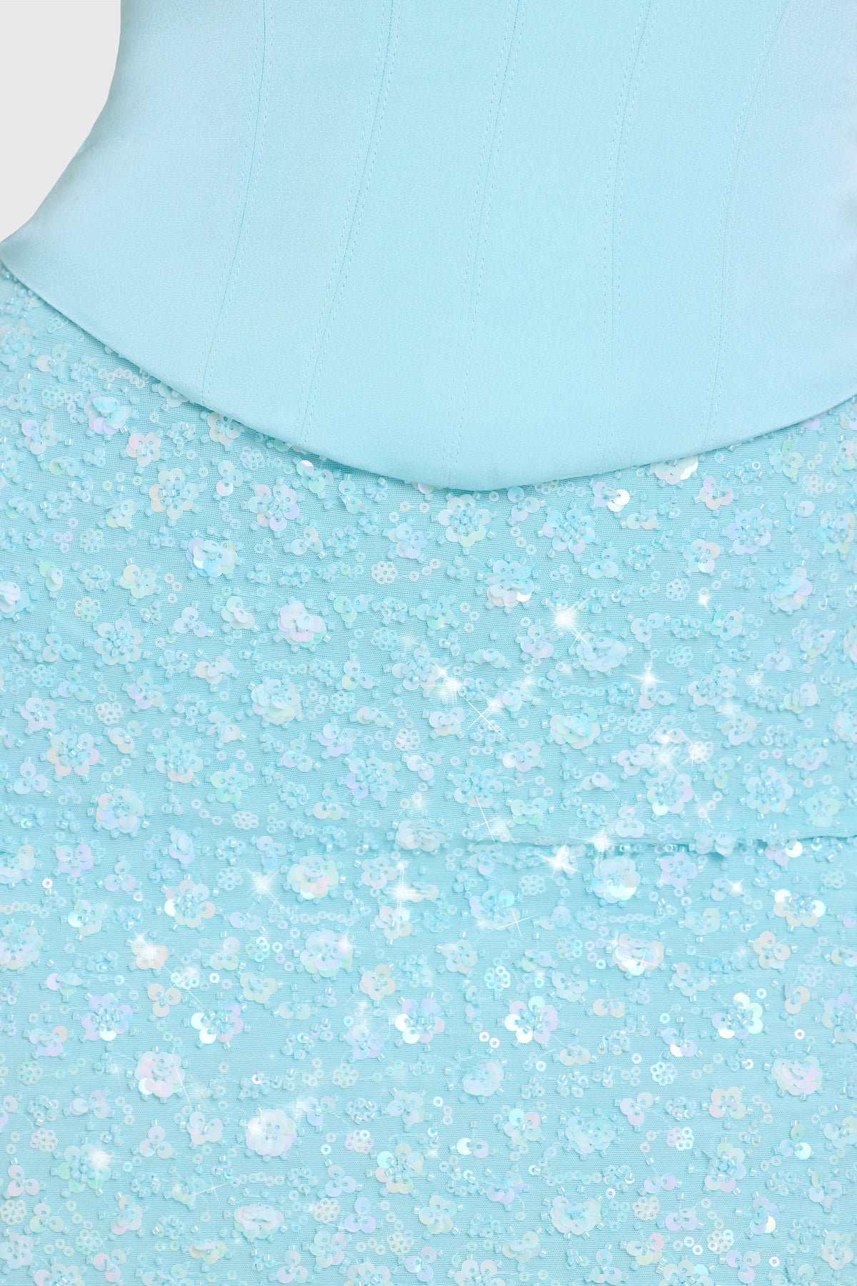 Chic Embellished Skirt Corset Mini Dress in Aqua