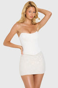 Chic Embellished Skirt Corset Mini Dress in Ivory