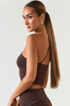 Chic Modal One-Shoulder Top in Chocolate Brown