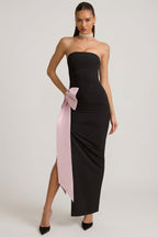 Chic Strapless Bow-Detail Maxi Dress in Black