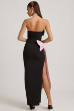 Chic Strapless Bow-Detail Maxi Dress in Black