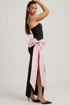 Chic Strapless Bow-Detail Maxi Dress in Black