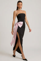 Chic Strapless Bow-Detail Maxi Dress in Black
