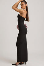 Chic Strapless Bow-Detail Maxi Dress in Black