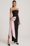 Chic Strapless Bow-Detail Maxi Dress in Black