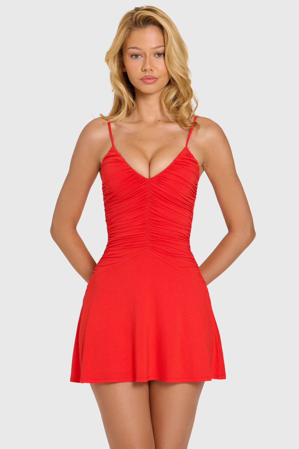 Chic Modal Mini Dress in Cherry