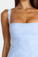 Chic Lace Mini Dress in Arctic Blue