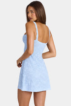 Chic Lace Mini Dress in Arctic Blue