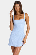 Chic Lace Mini Dress in Arctic Blue